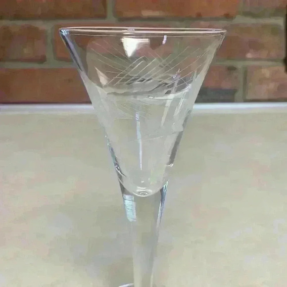 Javit Crystal Sherry Glasses w/Hand Cut Etching..Pattern "Fine Wheat" Vintage - Picture 2 of 7